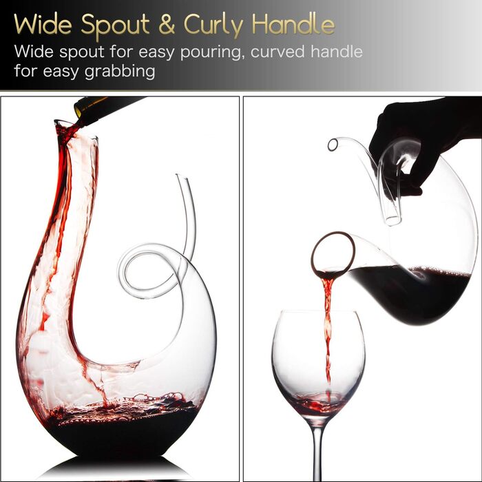 Swan Decanter, Red Wine Decanter made of Crystal Glass, Lead-Free, Drip-Free, Handmade