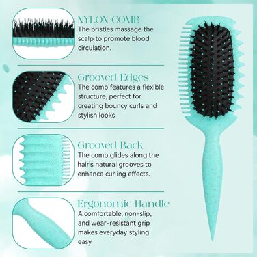 Щітка для локонів Lockenbürste: антистатична стилінг-щітка з вентиляційним дизайном для мокрого та сухого волосся, ідеальна для кучерявого волосся та створення об'єму (зелена)