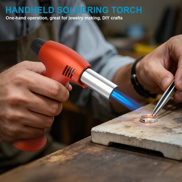 Нагрівач для крем-брюле, що перезаряджається, з регулюванням полум'я, для десертів, BBQ (без бутану) (Помаранчево-чорний)