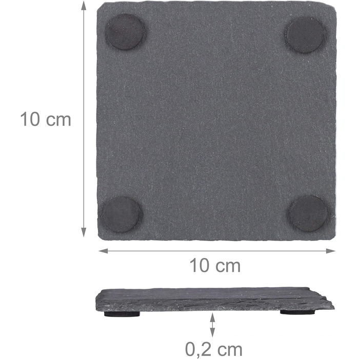 Set of 72 Slate Coasters, square 10x10 cm, easy-care coasters, for glasses, grey