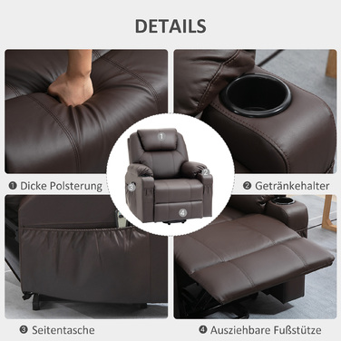 HOMCOM Electric TV Lift Chair with Assistance, 330 lbs, Brown