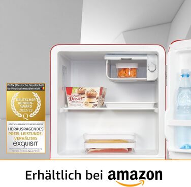 Exquisit Mini Холодильник CKB45-0-031F білий | Компактний холодильник 47 л | Холодильник для готелю | Холодильник без морозильної камери | Ретро холодильник Exquisit білий