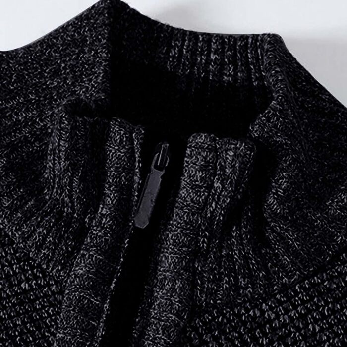 Кардиган чоловічий з кишенями, чоловіча в'язана куртка на блискавці, без капюшона, чоловічий светр-куртка, однотонна флісова куртка, чоловічий светр з ангори, осінній кардиган, під костюмні штани (M, Чорний)