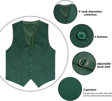 Стильна чоловіча жилетка Aizea Kassische для ділового костюма, нормальна посадка, смокінг, XXL, темно-зелений