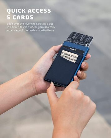 Чоловіче картхолдер VULKIT з RFID захистом: компактний гаманець для 5-7 карт та банкнот (Marine)