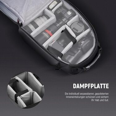 Сумка для фотокамери NEEWER Basics: водонепроникний рюкзак для фотографів, сумісний з Sony, Canon, Nikon DSLR та бездзеркальними камерами, чорний (PB26)