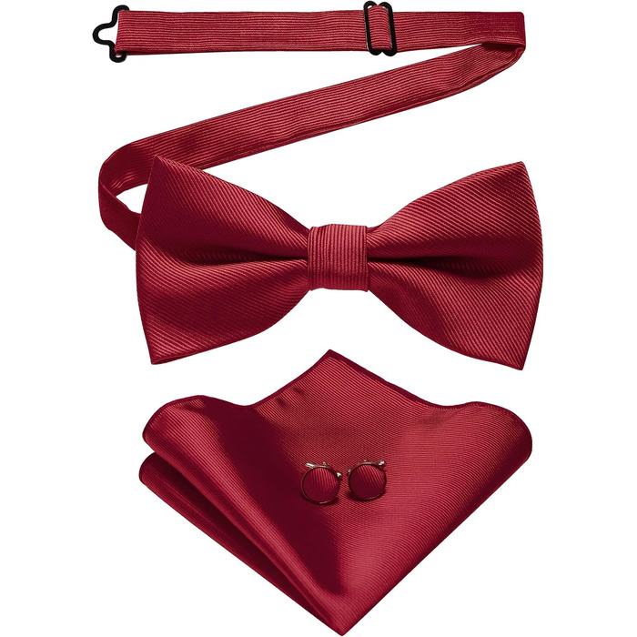 Набір краватки, нагрудного хустинки та краваткових затискачів JEMYGINS для чоловіків, бордовий