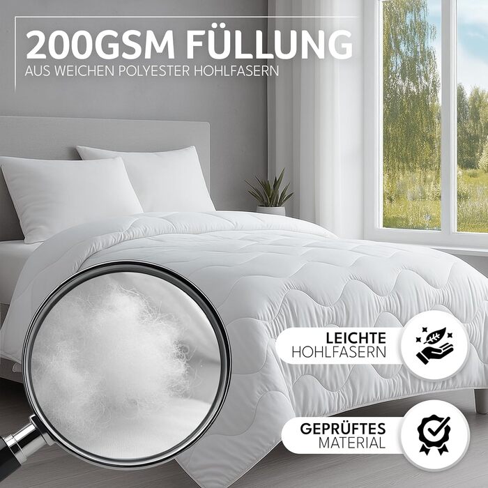 Пухова ковдра Gentle North 155x220/200x200 - для алергіків, м'яка, пухнаста, легкою літньою ковдрою, 60°C