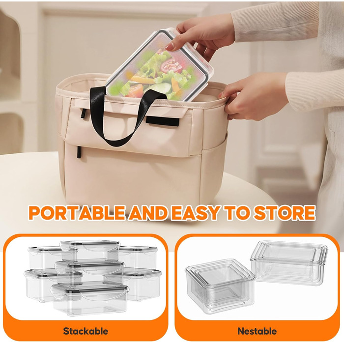 Набір контейнерів для зберігання продуктів з кришкою, 30 шт. (15 контейнерів + 15 кришок), набір харчових контейнерів, не протікають, BPA-free, для Meal Prep