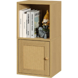 FUSUNBAO Magic DIY Cube Storage Organizer, Stackable Cubes for Home, Books, Clothes, Toys, Modular Storage System, Closet Organizer, Bookshelf, Closet (Pure White (Yellow Oak, General+Door Cubes))
