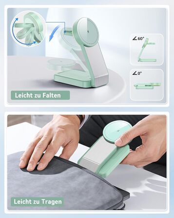 3-в-1 Станція Бездротової Зарядки з Індукцією для iPhone, Apple Watch та AirPods (Білий/Зелений)