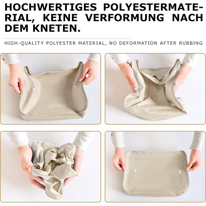 Органайзер для валізи BillyBath, набір 8 шт. (Бежевий): Косметичка, пакувальні кубики, сумочки для взуття, органайзери для подорожей