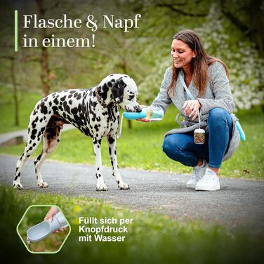 Поїлка для собак на прогулянці 300 мл - 3-в-1 (поїлка та миска) | Без витоку, BPA-free, з функцією повторного наповнення | Вода для маленьких та середніх собак сірого кольору 300 мл