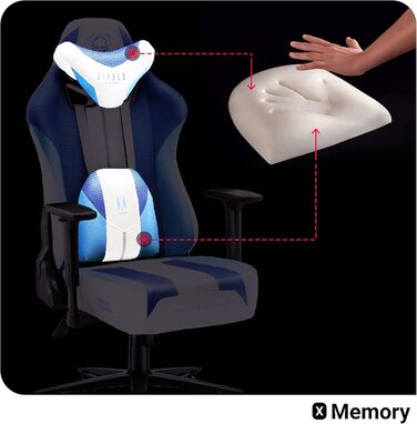 Ігрове крісло Diablo X-Player 2.0 Frost White, тканинне, ергономічне, 3D підлокітники, подушки для шиї та попереку, широка сидушка, вага до 150 кг, офісне/геймерське крісло, розмір L