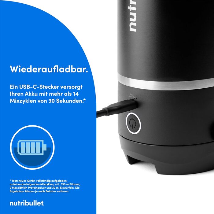 NutriBullet Flip Portable Blender, 20 oz Insulated Stainless Steel Cup, Keeps Cold for up to 24 Hours, Blends Ice and Frozen Ingredients, 2-in-1, Multifunctional Blender, USB-C Charger, Black, NBP016B Portable Insulated Black