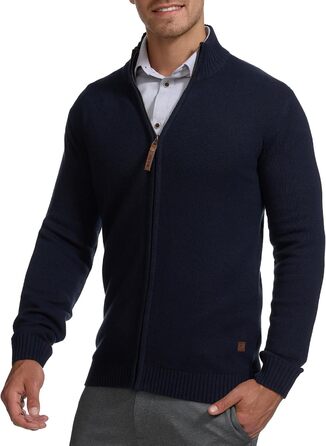 Чоловічий кардиган Indicode INLut з коміром-стійкою та блискавкою | Тонкий в'язаний кардиган для чоловіків XL, темно-синій