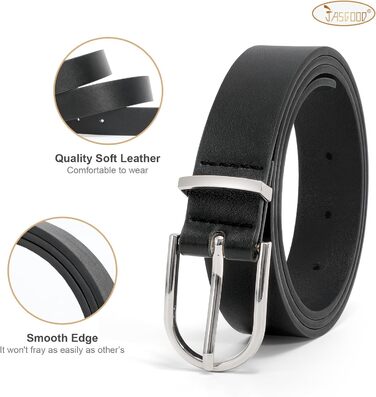 Жіночий шкіряний ремінь JasGood для джинсів, штанів, суконь з золотою пряжкою, чорний+коричневий+бежевий (срібна пряжка), розмір регулюється 66-82 см