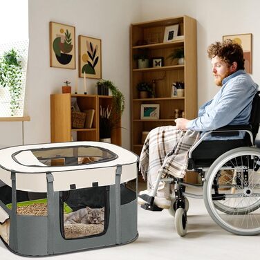 Клітка-забіг для цуценят та собак, складана, сірого кольору, 70x55x40 см