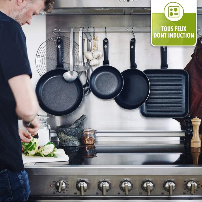 GreenPan Andorra керамічна антипригарна гриль-плита 28 см, PFAS-free, для індукції та духовки, чорна, набір сковорідок 24 см і 28 см