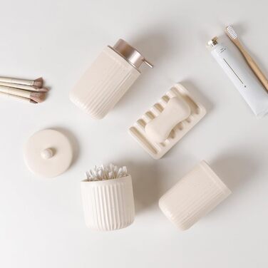 Набір для ванної кімнати з кераміки, 4 шт. (органайзер, дозатор мила, мильниця, стакан для зубної пасти, контейнер для ватних паличок), преміум якість, кольоровий