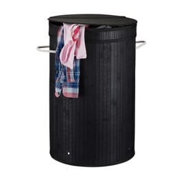 Relaxdays Laundry Basket Bamboo with Folding Lid