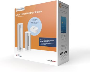 Розумна метеостанція Netatmo з кріпленням, Wi-Fi, датчики для приміщення та вулиці, гігрометр, вимірювач якості повітря, прогноз погоди, сумісна з Alexa, HomeKit, Google Home