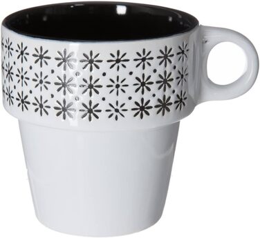 Набір келихів та тарілок Secret de Gourmet Ethnik (6 шт.) з емальованого стінглу, чорно-білий, 13x13x30 см