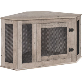 Клітка для собак Eck Möbel, Будка для собак для дому, внутрішнє використання, 113 x 60 x 60 см, клітка для маленьких та середніх собак, багатофункціональна, вінтажний стиль, потертість білого кольору ADCWT0801 (Беж)