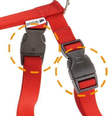 Шлейка для собак Ferplast Champion XXL, великі породи, регулювання в 3 точках, червона, обхват грудей 78–120 см