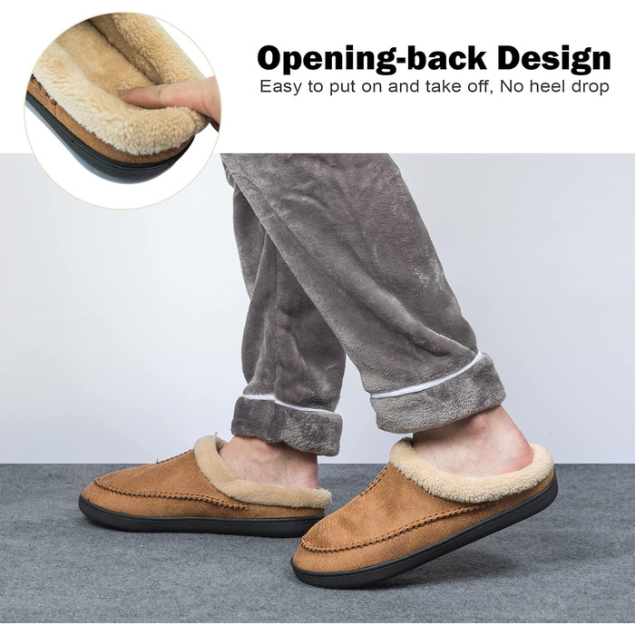 Чоловічі халапи Miqieer з піною Memory Foam, теплі зимові плюшеві халапи (43/44 EU, 570 Коричневий)