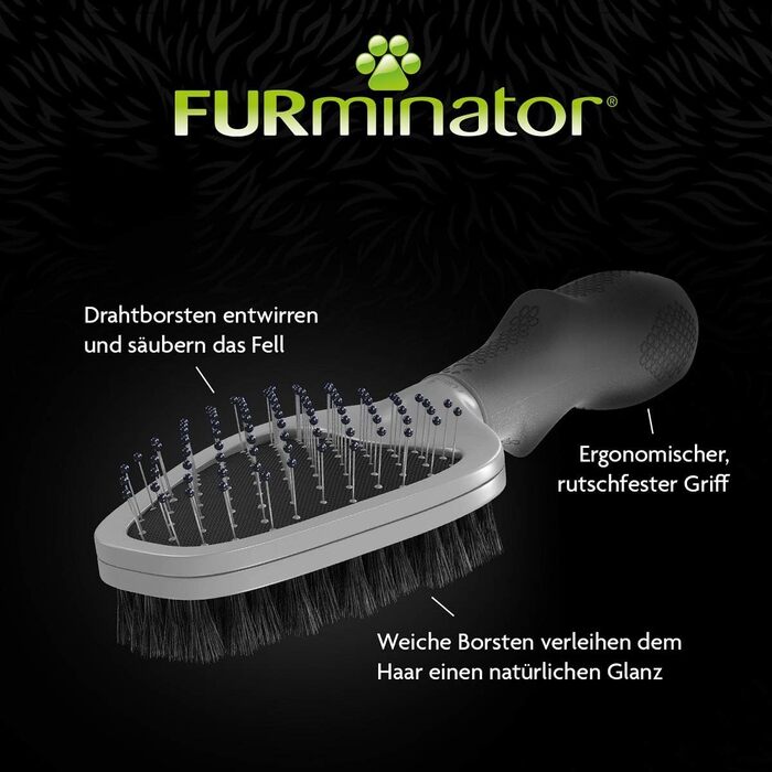 FURminator подвійний гребінець для собак та котів - 2 в 1 для догляду за шерстю, видалення котушок, відмерлого волосся та бруду