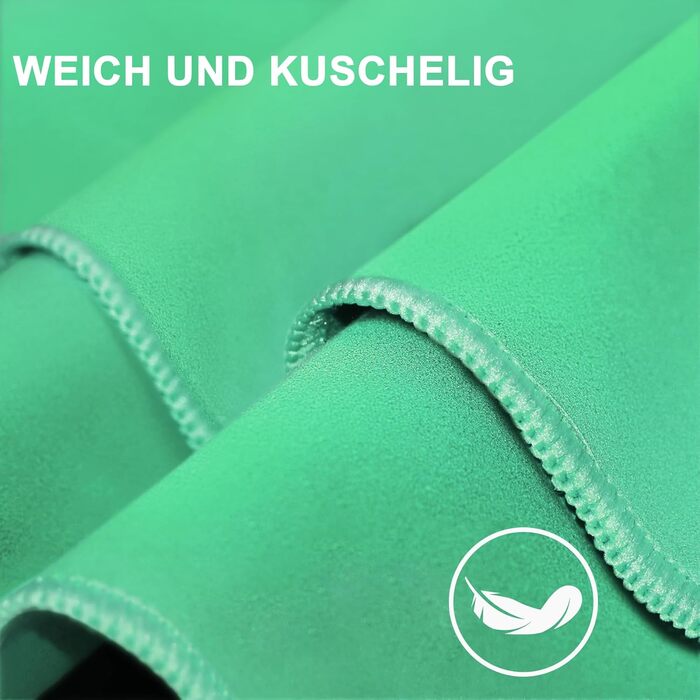 Набір рушників з мікрофібри, швидковисихаючі, 3 шт. (180x90см, 80x40см, 50x30см), для подорожей, спорту, пляжу (світло-зелений)