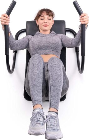 C.P. SPORTS AB Roller - Abdominal Trainer | Professional Ab Roller with Headrest & Mat for Abdominal Muscle Training & Fitness | Steel pipe black - foldable - space-saving for abdominal workout at home