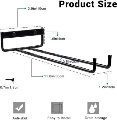Настінний тримач для келихів вина, полиця для келихів, органайзер для келихів, 30 см, 1 ряд (B)