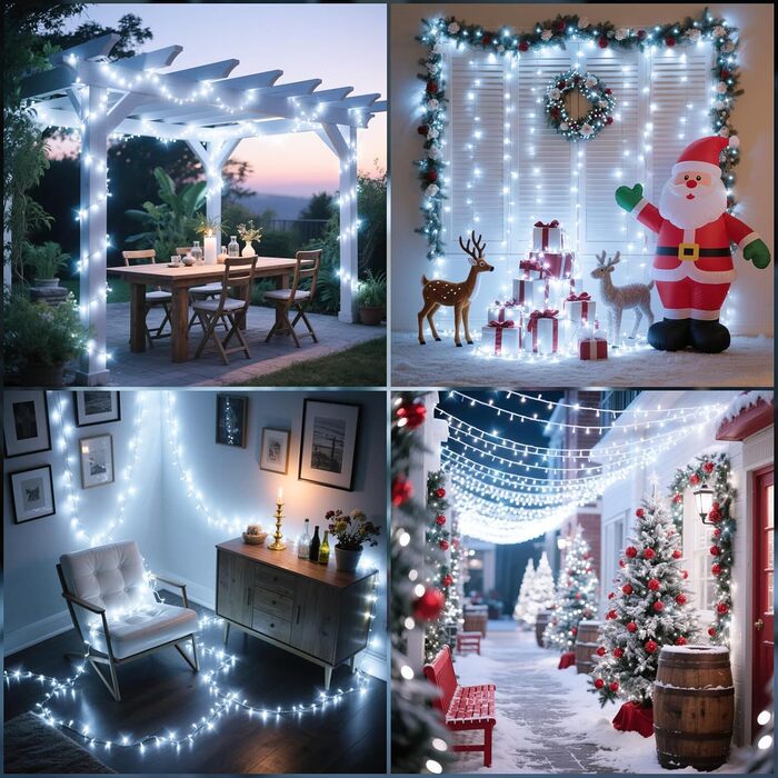 Льодогенератор з LED підсвічуванням, 1000 LED, тепле біле світло, водонепроникний, з пультом, для декору приміщень, вечірок, балкону, саду, ялинки