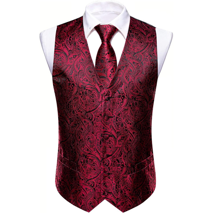 Жилет чоловічий Barry.Wang з принтом пейслі, шовковий жакард, комплект з краваткою, нагрудною хустинкою та запонками для весілля, смокінгу, прому