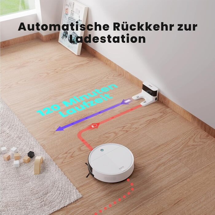 Робот-пилосос OKP K5P: потужність 5000Pa, навігація, HEPA-фільтр, Wi-Fi, для тварин, килимів, твердих підлог