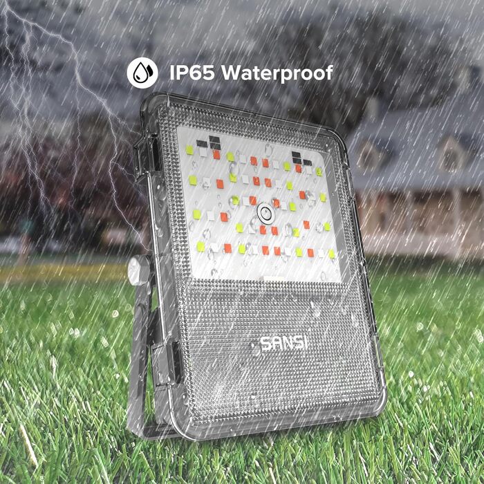 SANSI RGB LED Floodlight Outdoor 10W, LED Floodlight with Remote Control IP65 Waterproof, RGB Floodlight Dimmable Color Changing with Timer, 20 Colors 6 Modes for Garden Landscape Party Event, 2 Pack