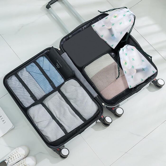 Органайзер для валізи Gemtte 13-ти частинний, водонепроникний, набір для подорожей (чорний)