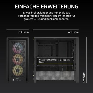 Корпус ПК CORSAIR 4000D RS ARGB Mid-Tower ATX з RGB підсвічуванням, чорний