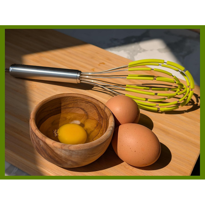 Силіконовий вінчик для збивання з лопатками, нержавіюча сталь 18/10, з антипригарним покриттям, безпечний для сковороди, ергономічна ручка, ідеальний для змішування, збивання та перемішування, 27,9 см (зелений)