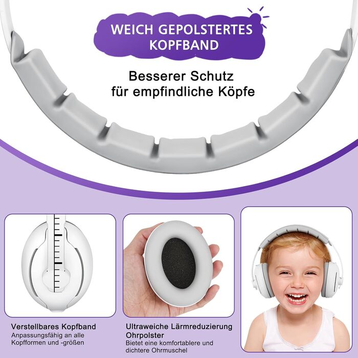 Навушники для захисту від шуму для малюків 0-2 роки (сірі)