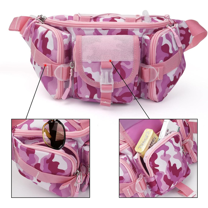 Тактична чоловіча поясна сумка Molle, водонепроникна, унісекс, рожевий камуфляж