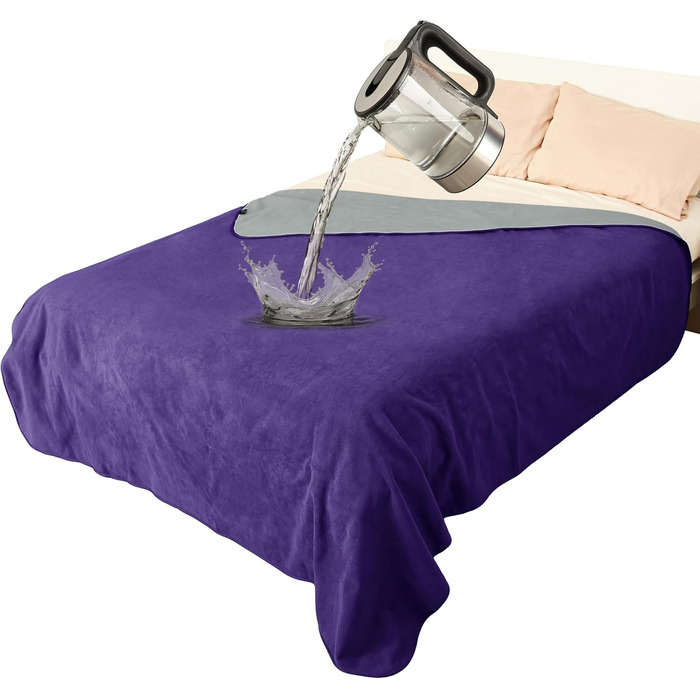 Водонепроникний плед для собак та котів, миючий, для подорожей, захисний, м'який, 125 x 75 см (203 x 152 см, фіолетовий/сірий)