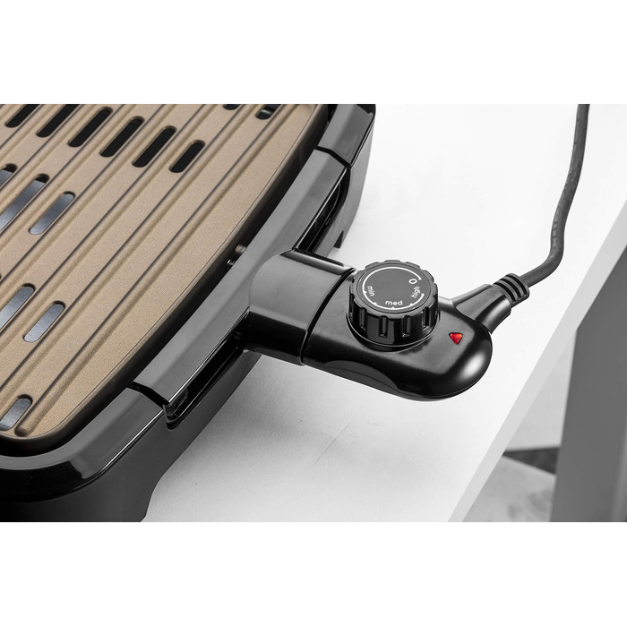 George Foreman Smokeless Grill - Indoor BBQ with Adjustable Temperature, Dishwasher-Safe Grill Plate, and Fat Tray