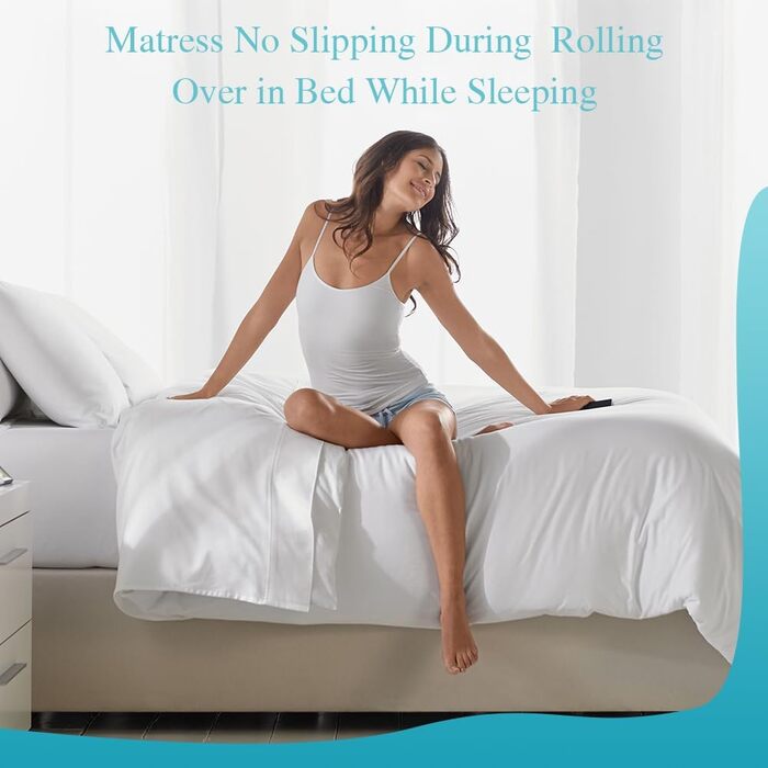 DUJUIKE Non-Slip Mattress Protector Pad, Anti-Slip Liner for Mattress Protector, Breathable Felt Fabric with Anti-Slip Particles, Keeps the Mattress in Place (Gray, 160 x 200 cm)