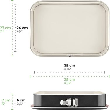 Форма для випічки прямокутна Grizzly Springform 35x24 см, чорно-кремова, антипригарна, з бортиком, висока