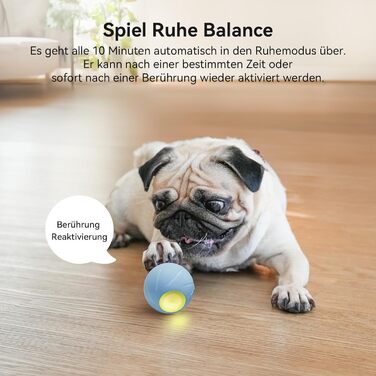 Interactive Dog Toy Ball, Wicked Ball Dog, Self-Moving Dog Toy Movable with 3 Interactive Modes, Self-Rolling Ball Dog Interactive with LED Lights, Blue