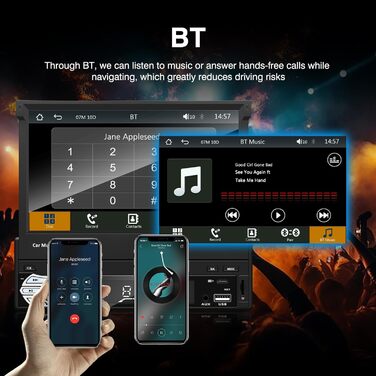 EZoneTronics 7-дюймове 1DIN автомагнітола з CarPlay/Android Auto, сенсорний екран, Bluetooth, підтримка SWC, Mirror Link, еквалайзер, FM/RDS, USB Type-C, AUX, TF-карта, камера заднього виду CW0013