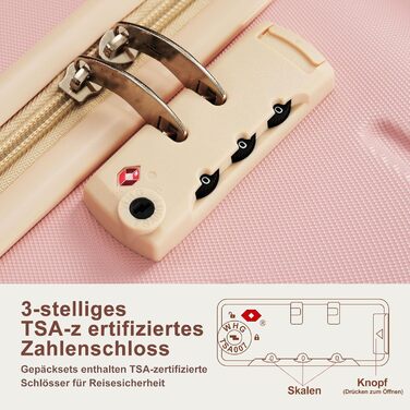 Набір валіз Merax Hartschalen 5 в 1: 3 валізи + 2 косметички, рожево-хакі, з колесами